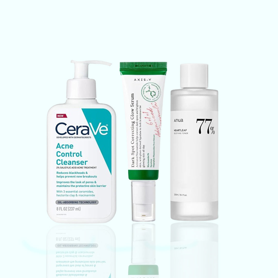 Cerave acne control cleanser+axis y dark spot correcting serum+Anua heatleaf toner 77%