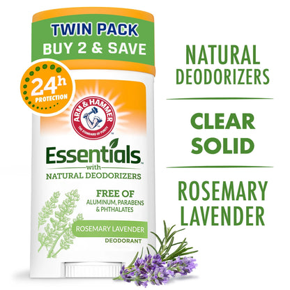 Arm & Hammer, Essentials with Natural Deodorizers, Deodorant, Rosemary Lavender, 2.5 oz (71 g)